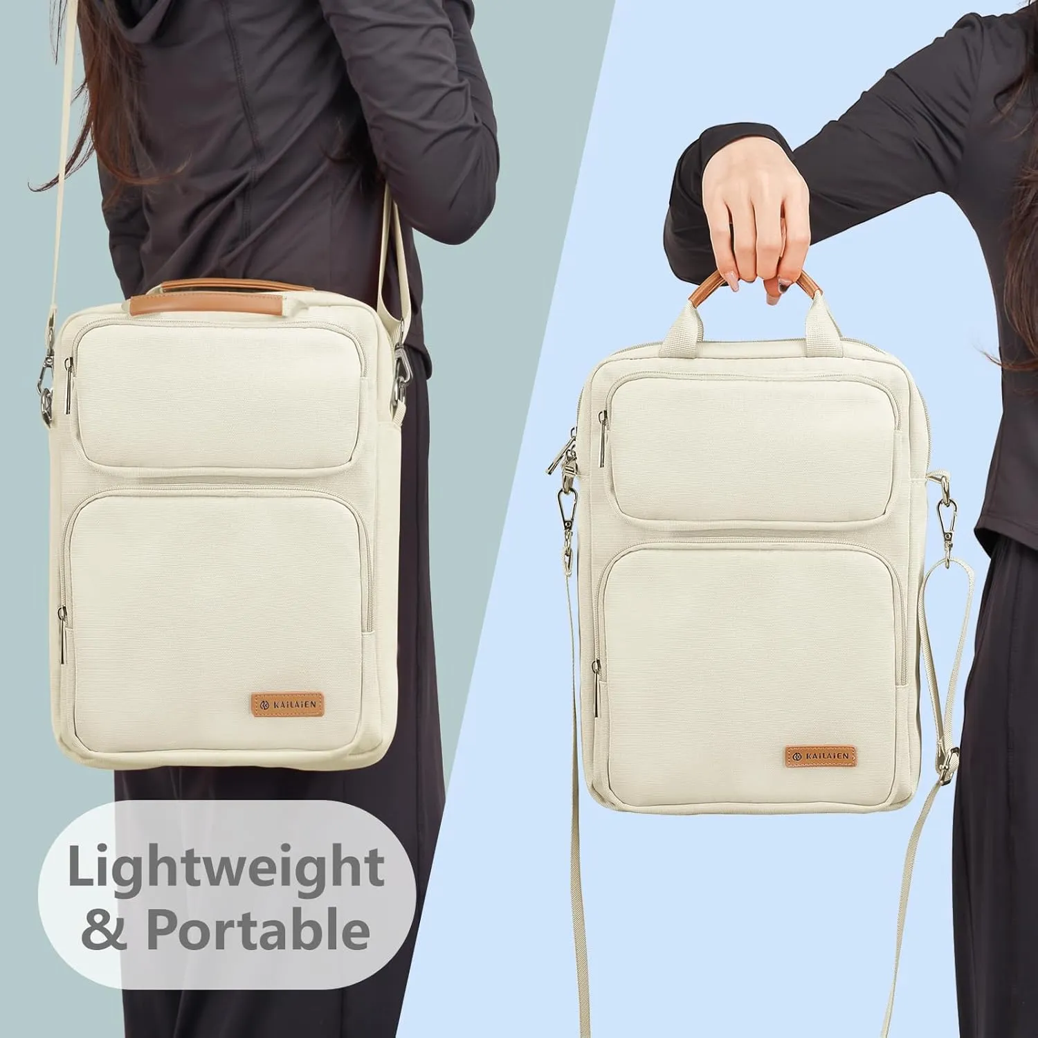 10-13 Inch Tablet Sleeve Bag, Ipad Bag for 13 In/11 in New iPad Pro M4 & 13 in Air M2 2024,iPad Pro 12.9 M2&M1,Ipad 10.9,Galaxy Tab S8 /S9  12.4,with Removable Shoulder Strap (Beige)