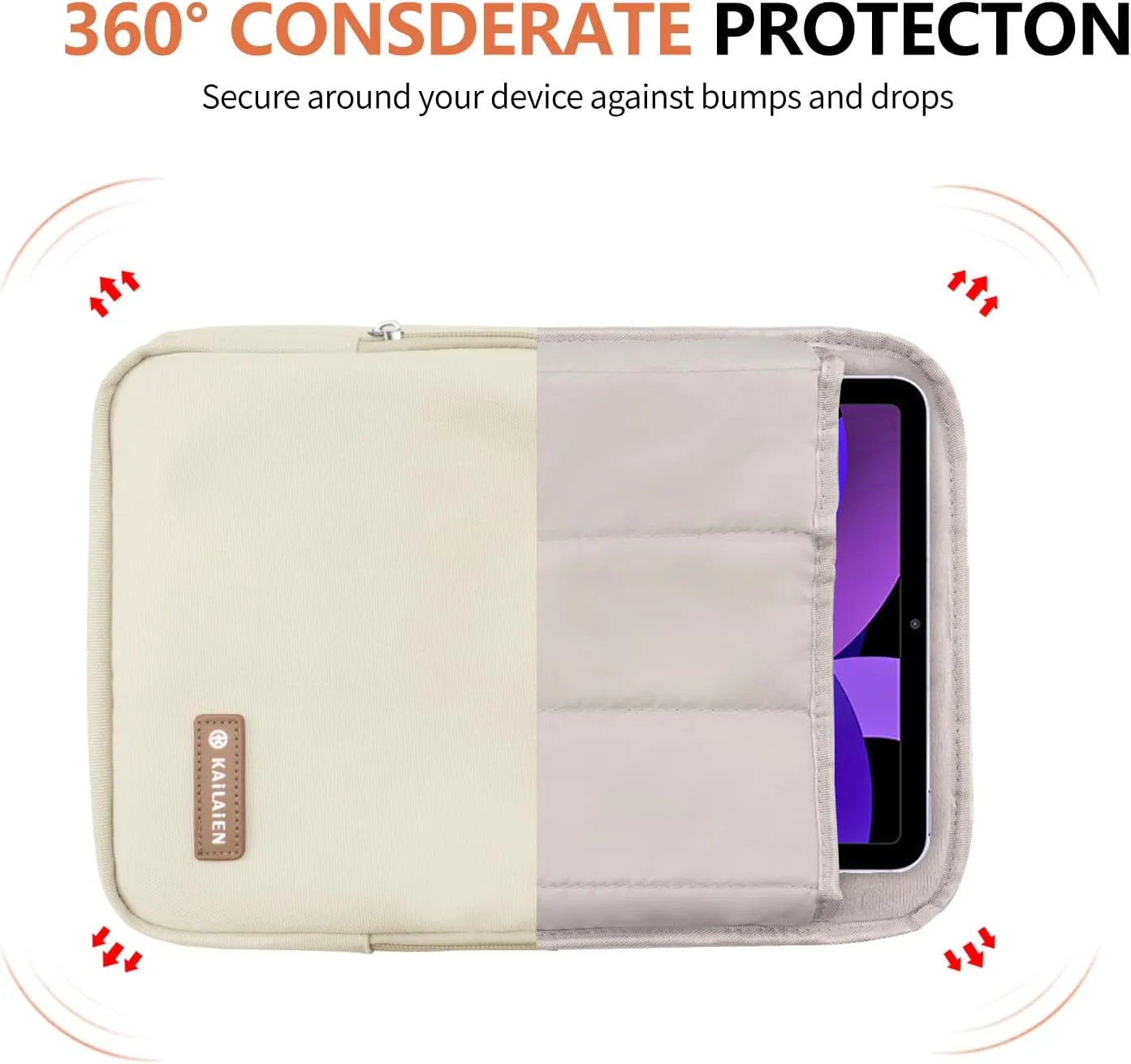 10-13 Inch Tablet Sleeve Bag, Ipad Bag for 13 In/11 in New iPad Pro M4 & 13 in Air M2 2024,iPad Pro 12.9 M2&M1,Ipad 10.9,Galaxy Tab S8 /S9  12.4,with Removable Shoulder Strap (Beige)