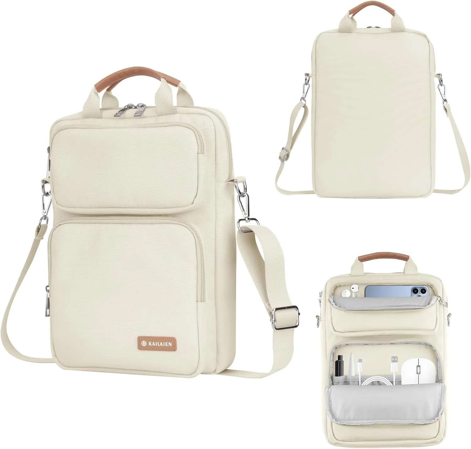 10-13 Inch Tablet Sleeve Bag, Ipad Bag for 13 In/11 in New iPad Pro M4 & 13 in Air M2 2024,iPad Pro 12.9 M2&M1,Ipad 10.9,Galaxy Tab S8 /S9  12.4,with Removable Shoulder Strap (Beige)