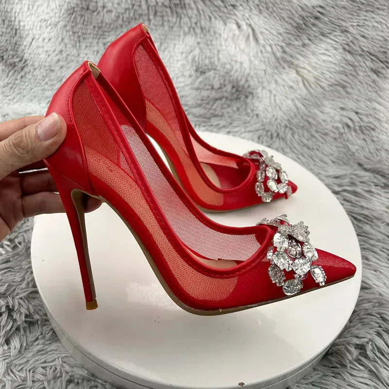 12cm bow Rhinestones Women High Heels