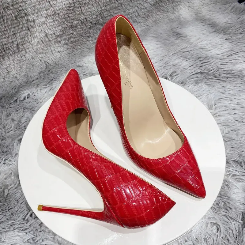 12cm Fashion women's party shoes Red stone high heels