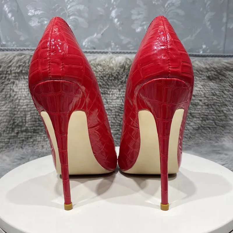 12cm Fashion women's party shoes Red stone high heels