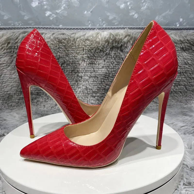 12cm Fashion women's party shoes Red stone high heels