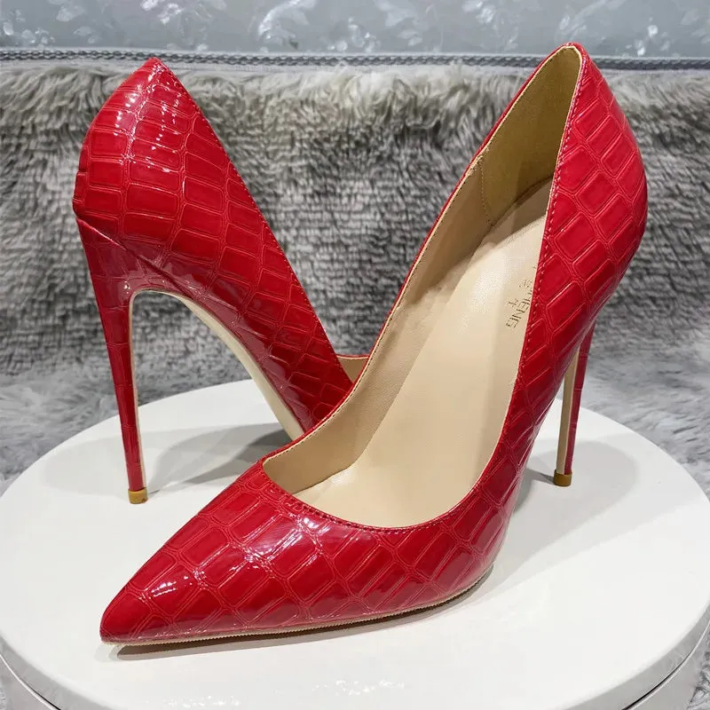12cm Fashion women's party shoes Red stone high heels