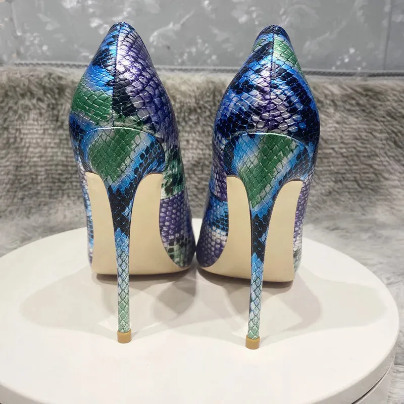 12cm Sexy fashion women's snake ultra high heels