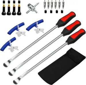 15” Motorcycle Tire Spoons, 22pcs Steel Tire Removal Tools with Storage Bag for Car Dirt Bike Lawn Mower, Tire Iron Set, Tire Changer Levers