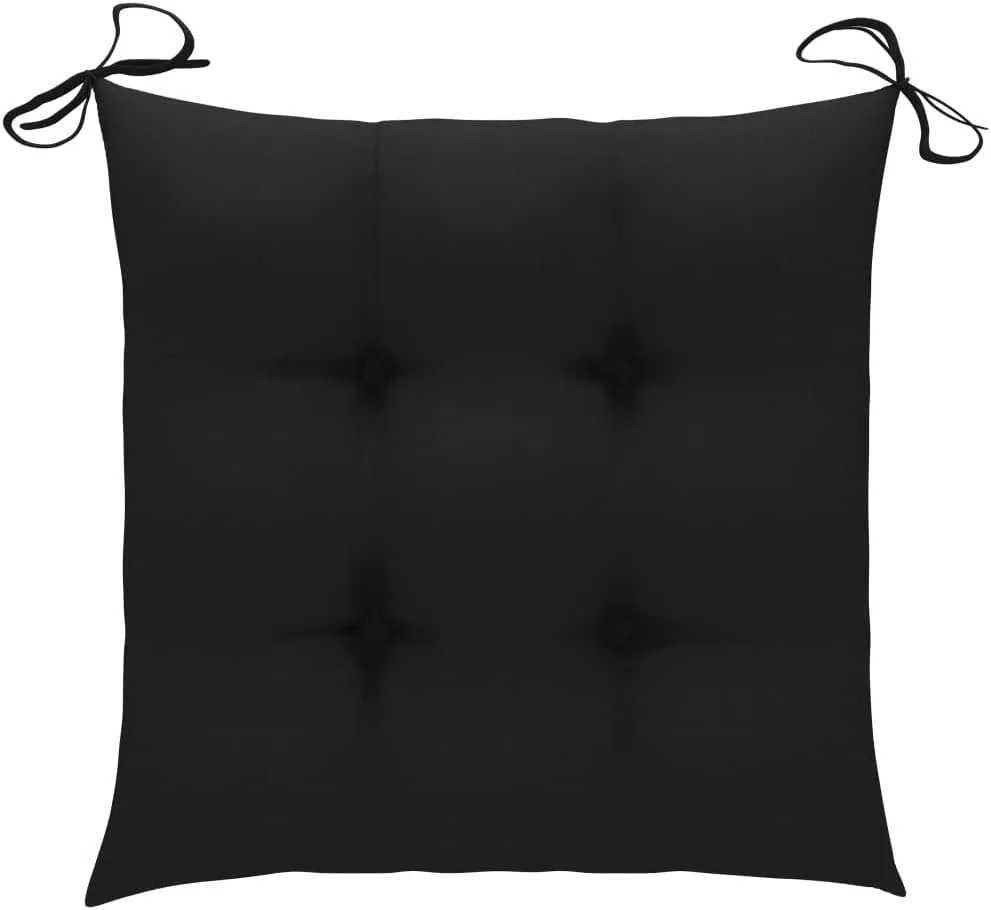 2-Pack Bamboo Folding Patio Chairs with Cushions Outdoor Furniture Set, Black Weather-Resistant Lounge Chairs for Garden Poolside Dining