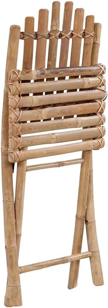 2-Pack Bamboo Folding Patio Chairs with Cushions Outdoor Furniture Set, Black Weather-Resistant Lounge Chairs for Garden Poolside Dining