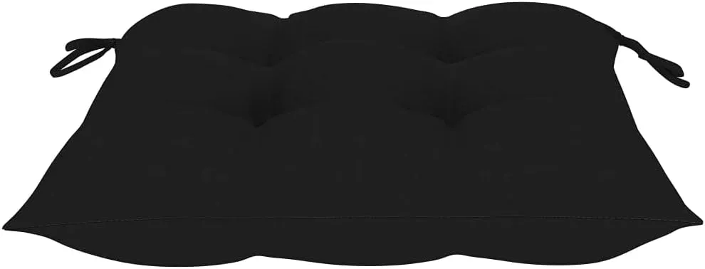 2-Pack Bamboo Folding Patio Chairs with Cushions Outdoor Furniture Set, Black Weather-Resistant Lounge Chairs for Garden Poolside Dining