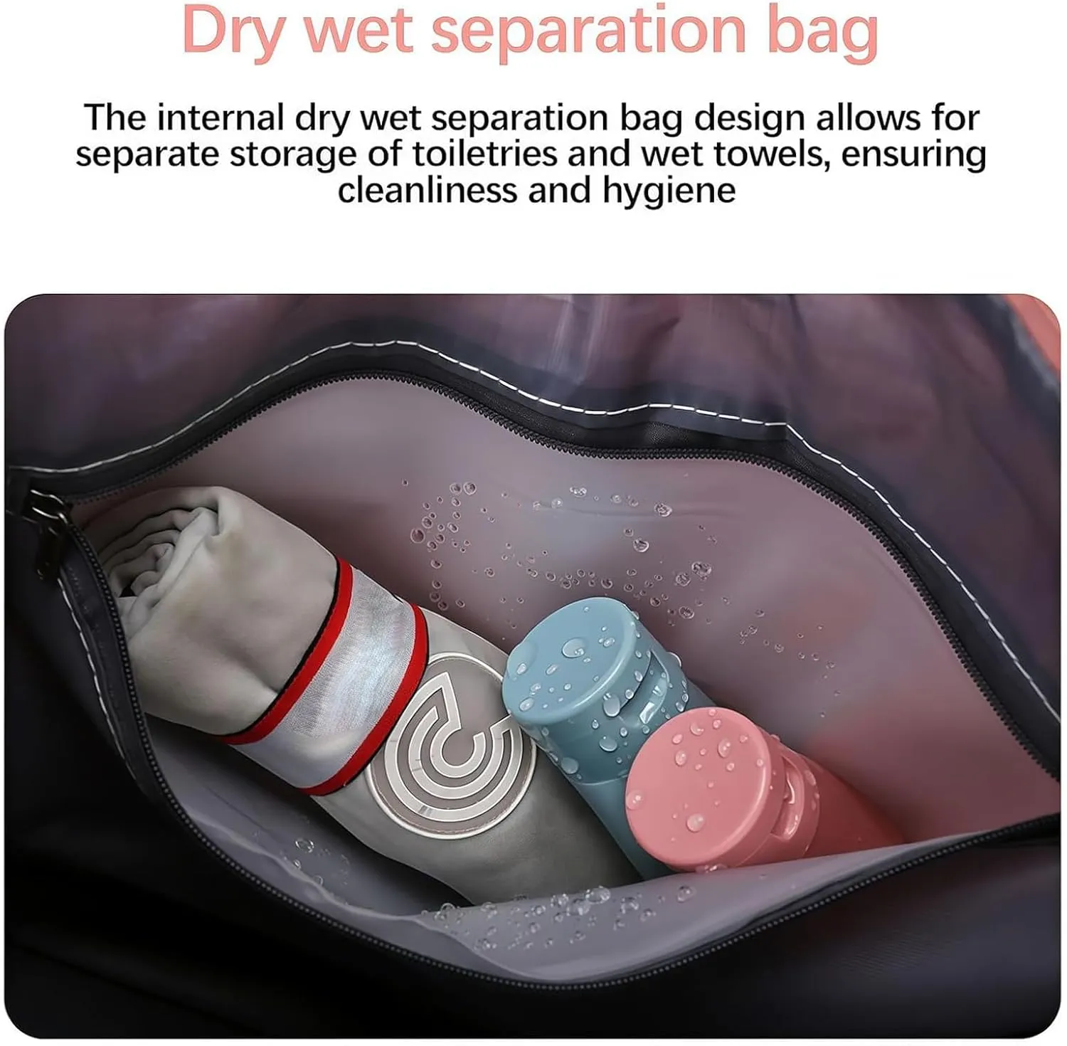 2025 new large capacity travel bag - universal wheel removable, Expandable Foldable Duffle Bag,Large Capacity Wide-Open, Dry and Wet Separation (light purple)