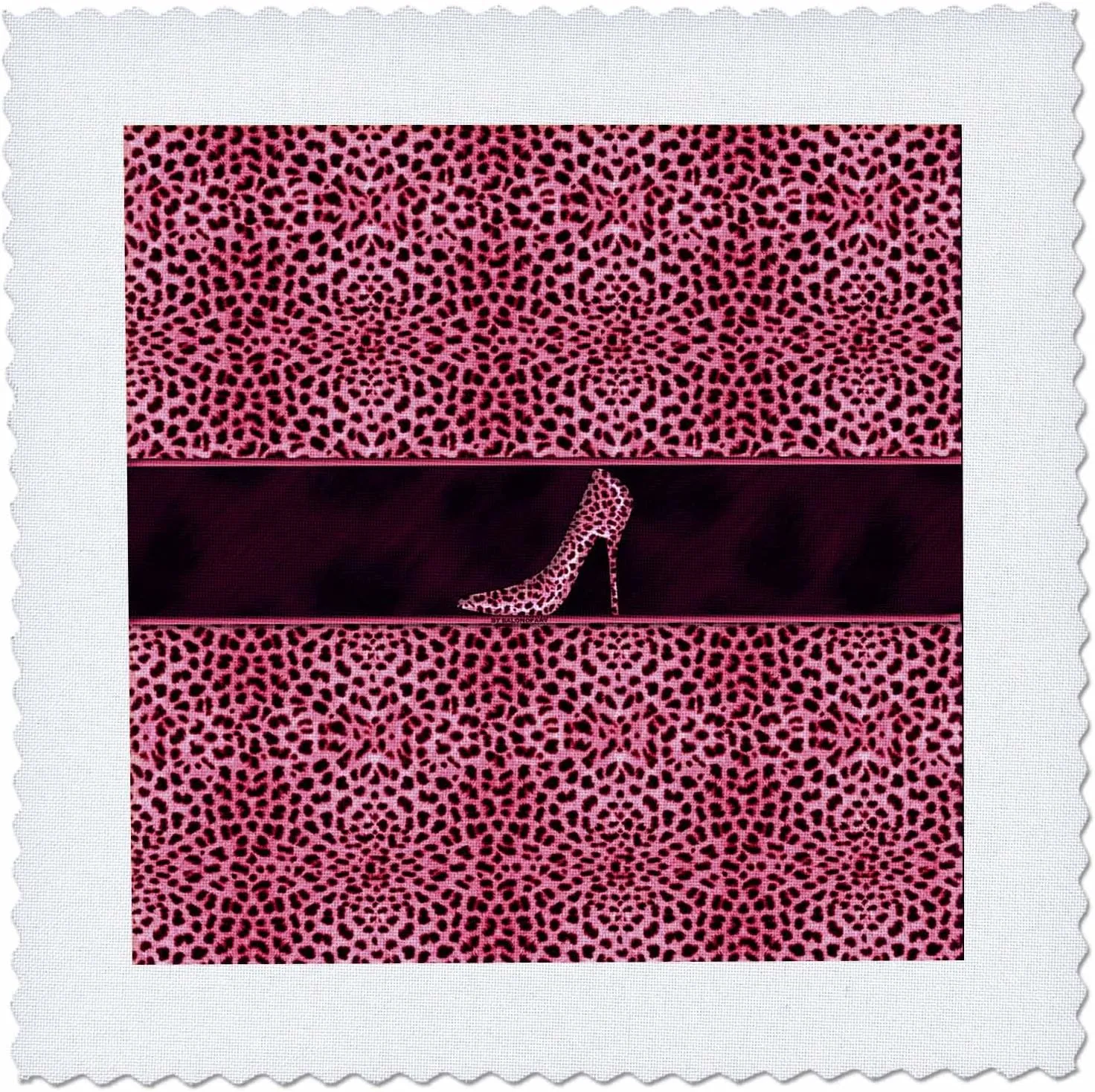 3dRose Pink Cheetah Print and Stiletto Heel - Quilt Square, 14 by 14-Inch (qs_38692_5)