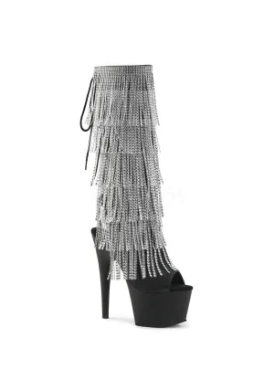 7" Heel, 2 3/4" PF Lace-Up Stretch PF Knee Boot, Side Zip