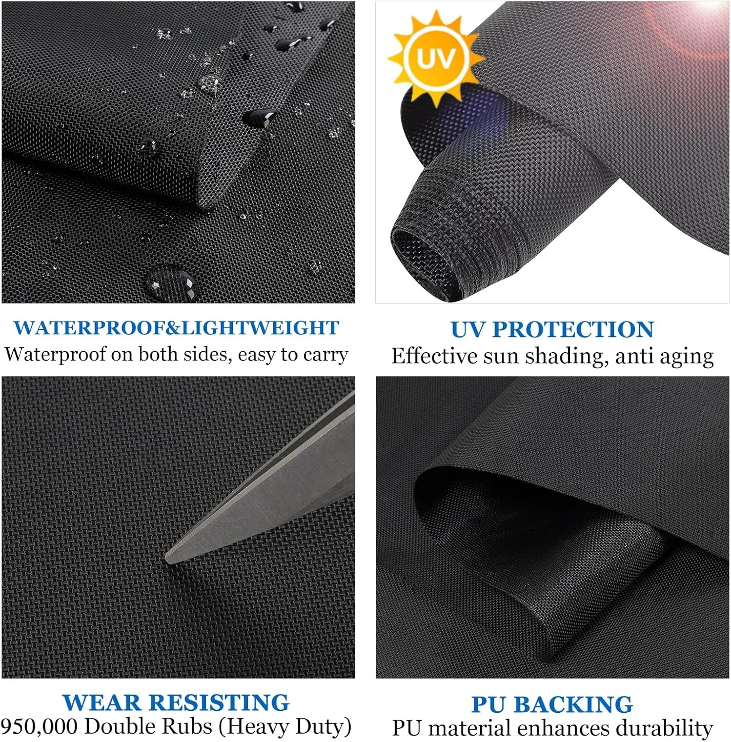 840D Waterproof Canvas Fabric with PU Backing Anti UV Marine Canvas Material Outdoor Oxford Material for Tents,Boats,Camping (Black, 72inchx60inch)