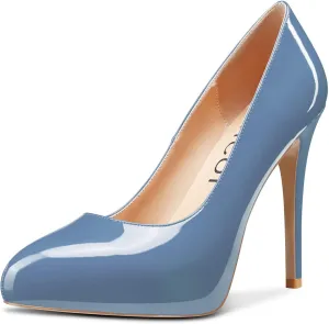 Aachcol Women Stiletto Pumps Hidden Platform Close Round Toe High Heel Slip-on Office Wedding Party Dress Shoes 5 Inch