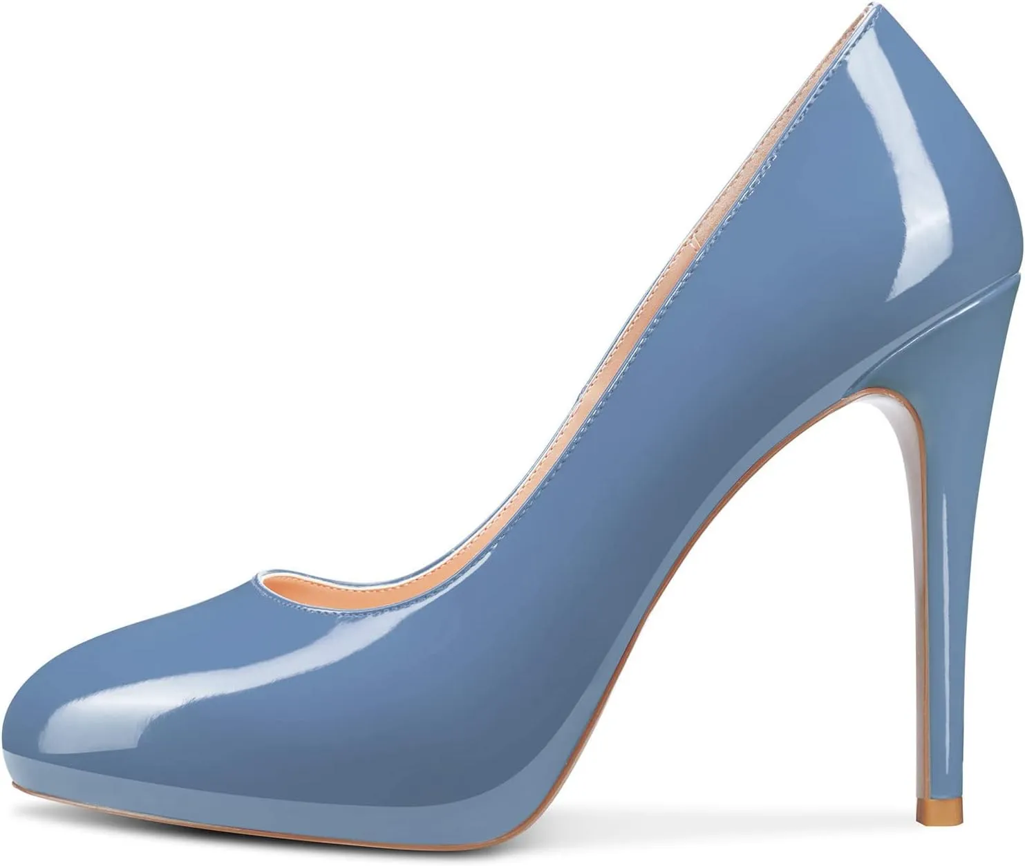 Aachcol Women Stiletto Pumps Hidden Platform Close Round Toe High Heel Slip-on Office Wedding Party Dress Shoes 5 Inch