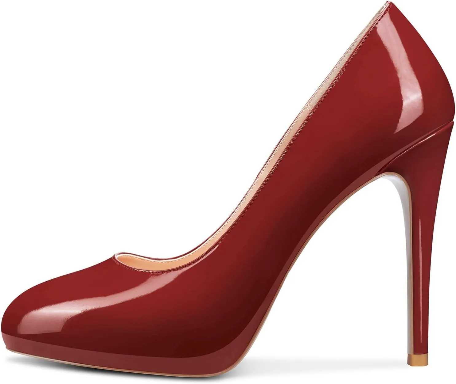 Aachcol Women Stiletto Pumps Hidden Platform Close Round Toe High Heel Slip-on Office Wedding Party Dress Shoes 5 Inch