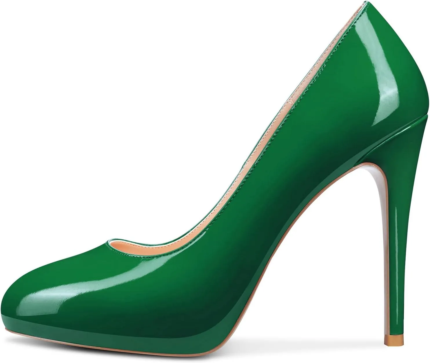 Aachcol Women Stiletto Pumps Hidden Platform Close Round Toe High Heel Slip-on Office Wedding Party Dress Shoes 5 Inch