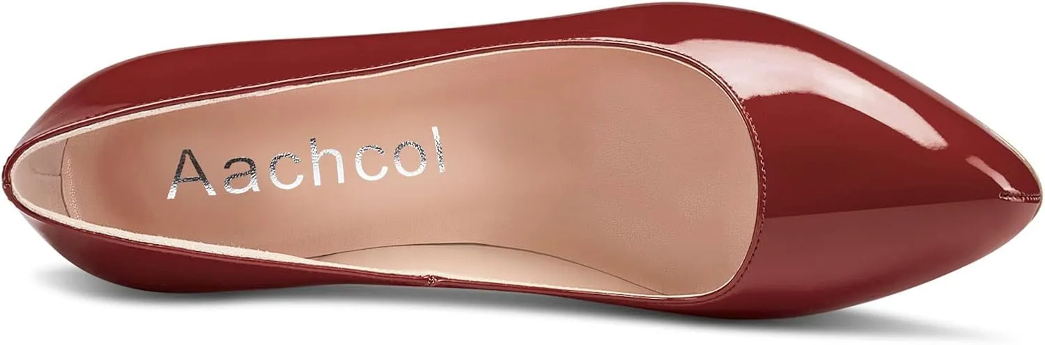 Aachcol Women Stiletto Pumps Hidden Platform Close Round Toe High Heel Slip-on Office Wedding Party Dress Shoes 5 Inch
