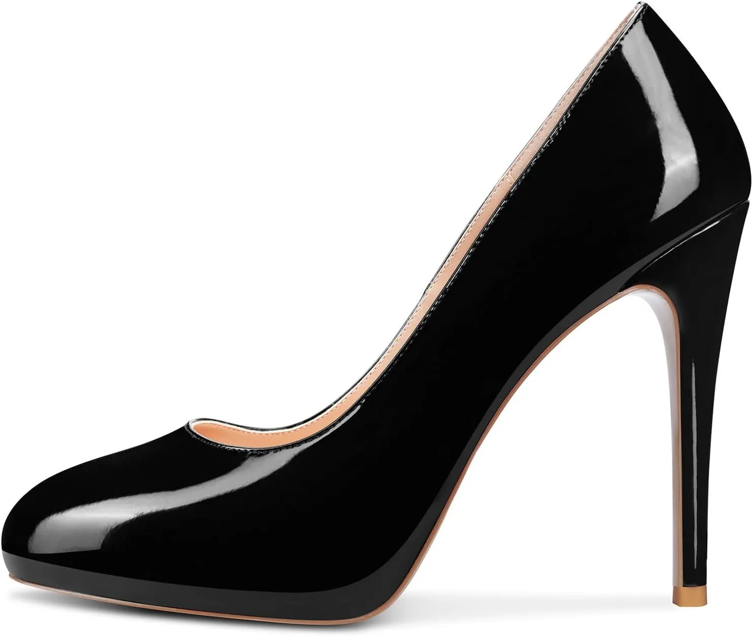 Aachcol Women Stiletto Pumps Hidden Platform Close Round Toe High Heel Slip-on Office Wedding Party Dress Shoes 5 Inch