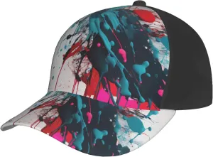 Abstract Paint Splashes Print Baseball Cap for Men and Women – Curved Brim, Perfect for Outdoor, Sports, Travel, and Four Seasons Black