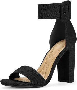 Allegra K Women's Ankle Strap Block High Heel Sandals
