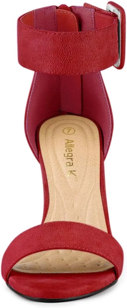 Allegra K Women's Ankle Strap Block High Heel Sandals
