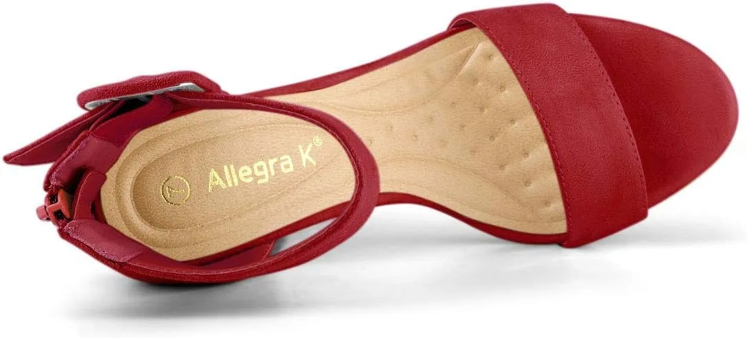 Allegra K Women's Ankle Strap Block High Heel Sandals
