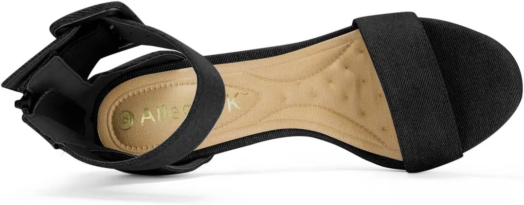 Allegra K Women's Ankle Strap Block High Heel Sandals