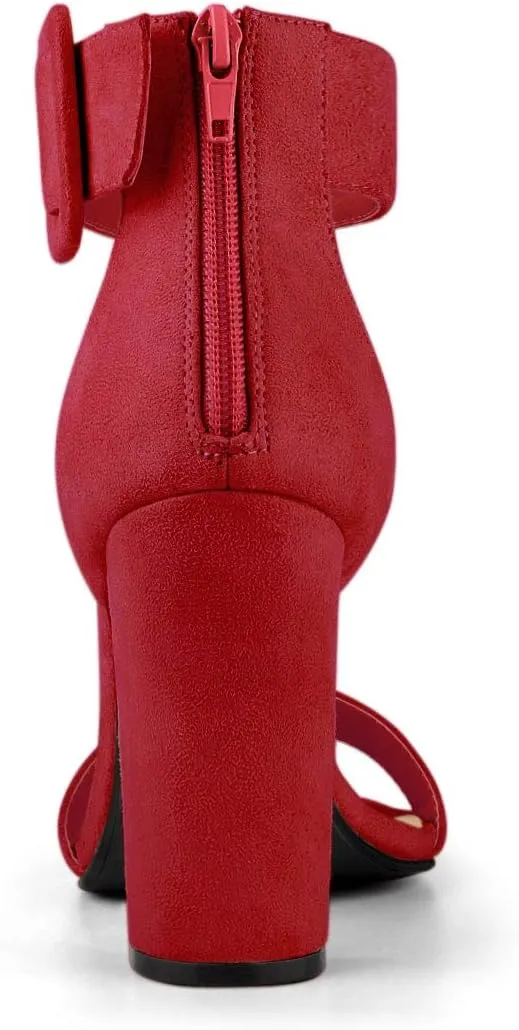 Allegra K Women's Ankle Strap Block High Heel Sandals