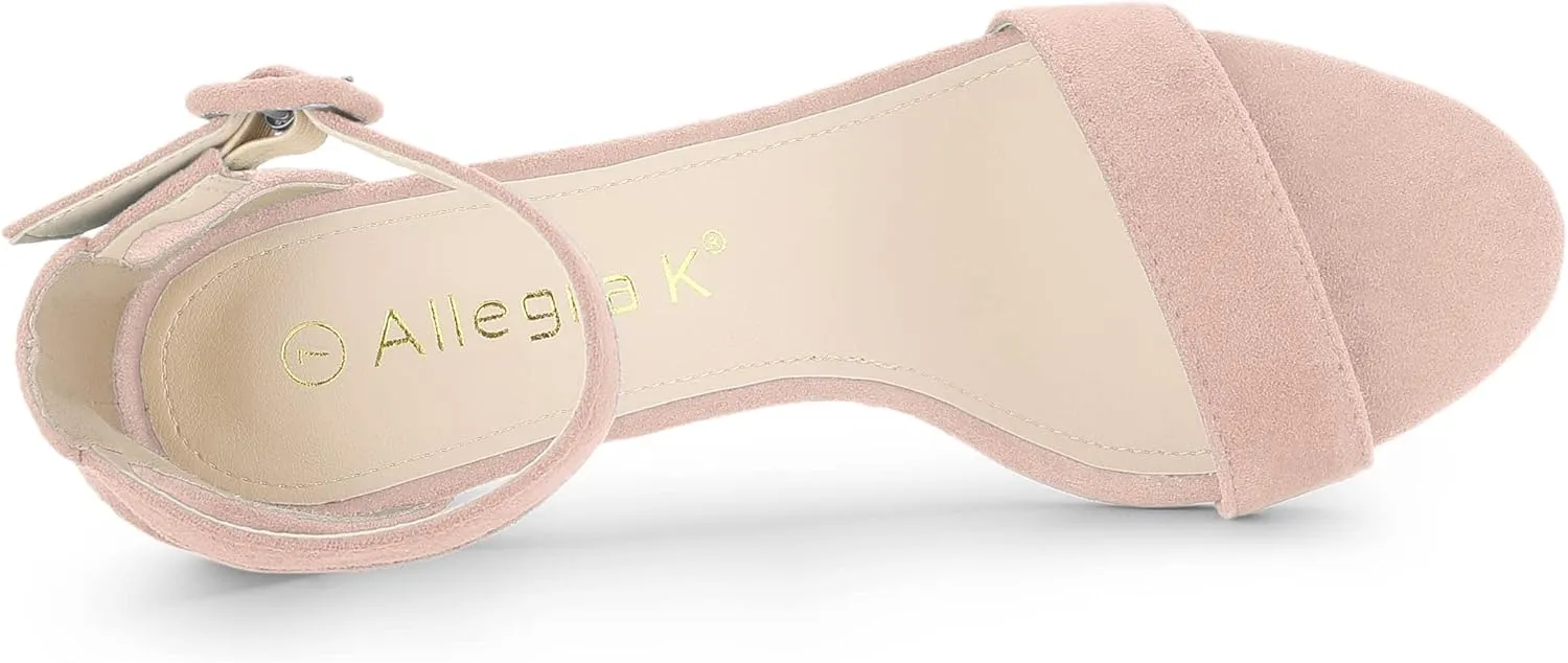 Allegra K Women's Ankle Strap Clear Heel Chunky Heels Sandals