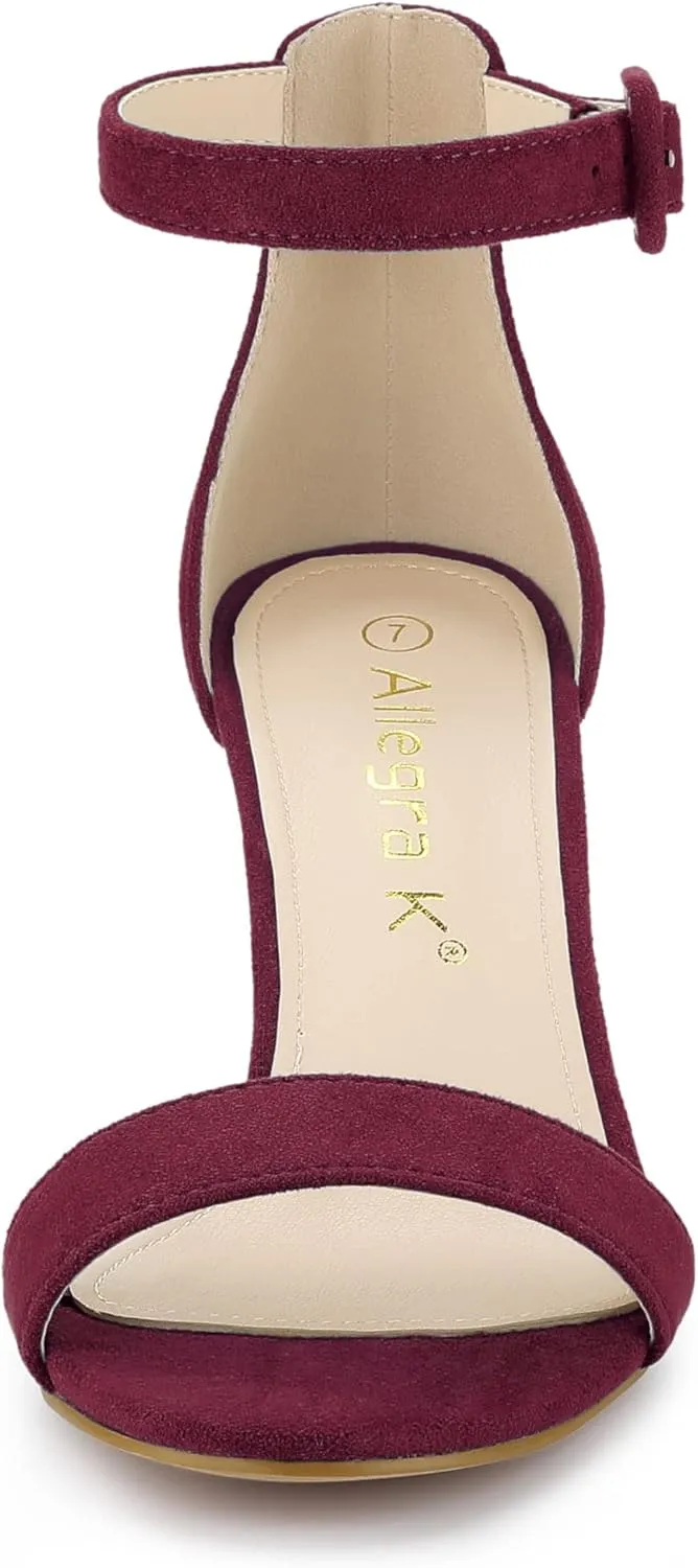 Allegra K Women's Ankle Strap Clear Heel Chunky Heels Sandals