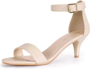Allegra K Women's Ankle Strap Kitten Heel Sandals