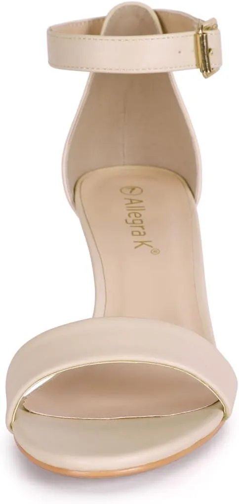 Allegra K Women's Ankle Strap Kitten Heel Sandals
