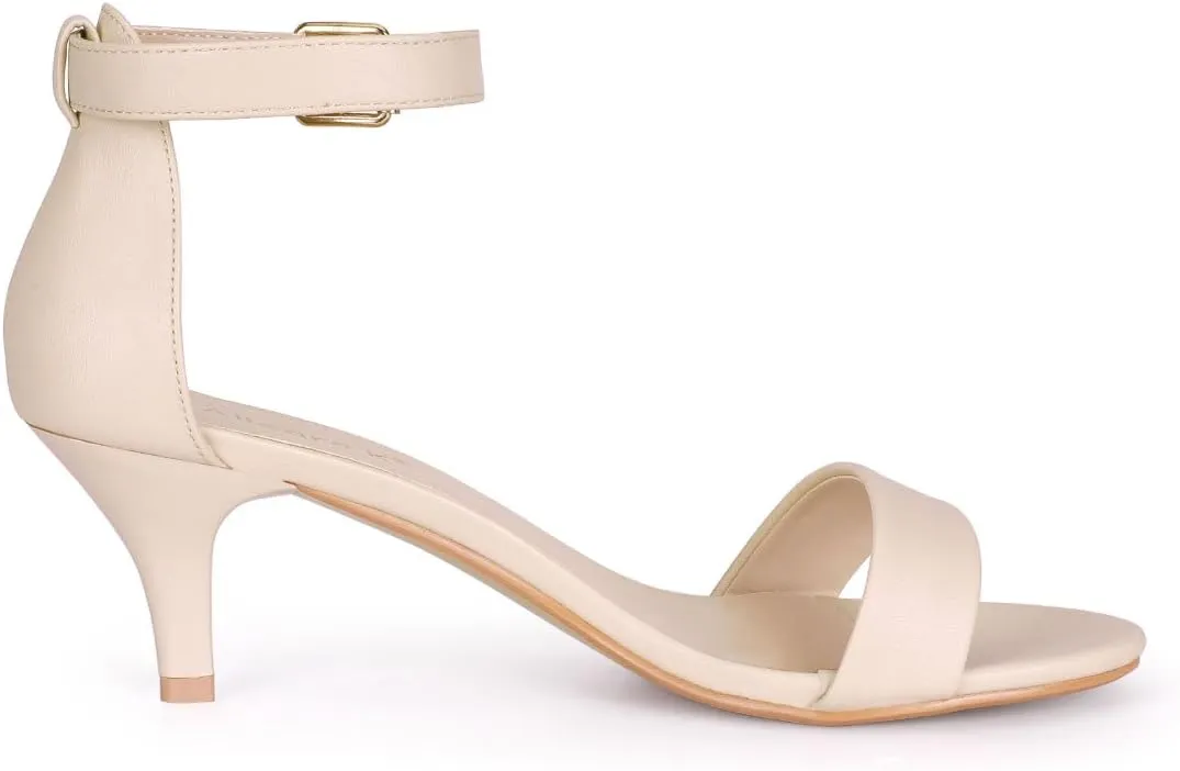 Allegra K Women's Ankle Strap Kitten Heel Sandals