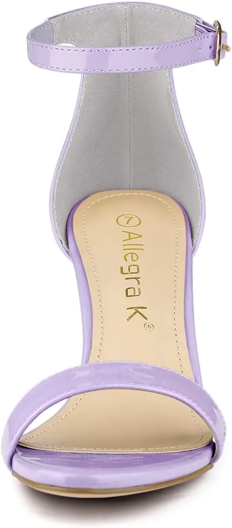 Allegra K Women's Ankle Strap Kitten Heeled Open Toe Stiletto Heels Sandals
