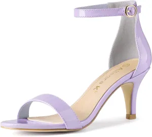 Allegra K Women's Ankle Strap Kitten Heeled Open Toe Stiletto Heels Sandals