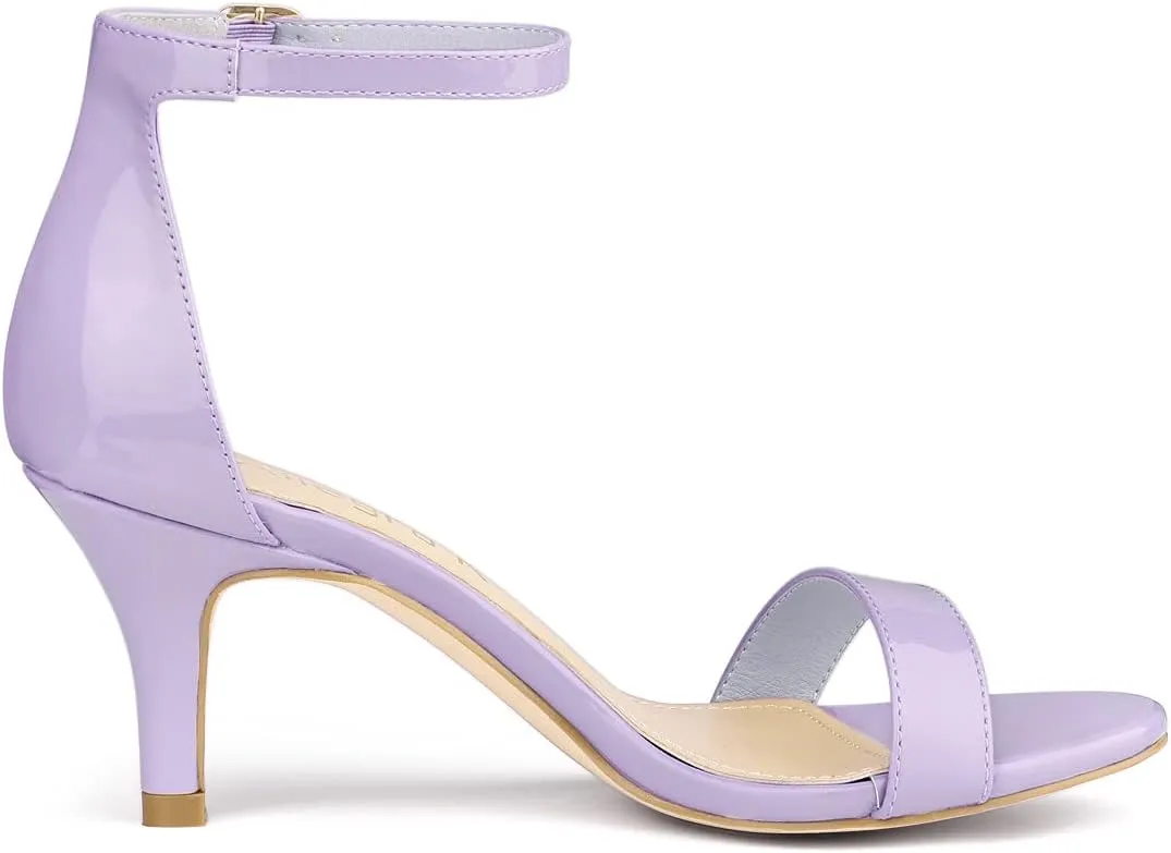 Allegra K Women's Ankle Strap Kitten Heeled Open Toe Stiletto Heels Sandals