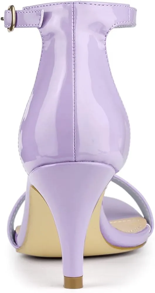 Allegra K Women's Ankle Strap Kitten Heeled Open Toe Stiletto Heels Sandals