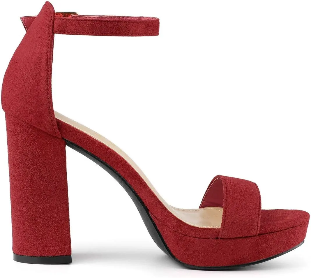 Allegra K Women's Ankle Strap Platform Chunky Heels Sandals