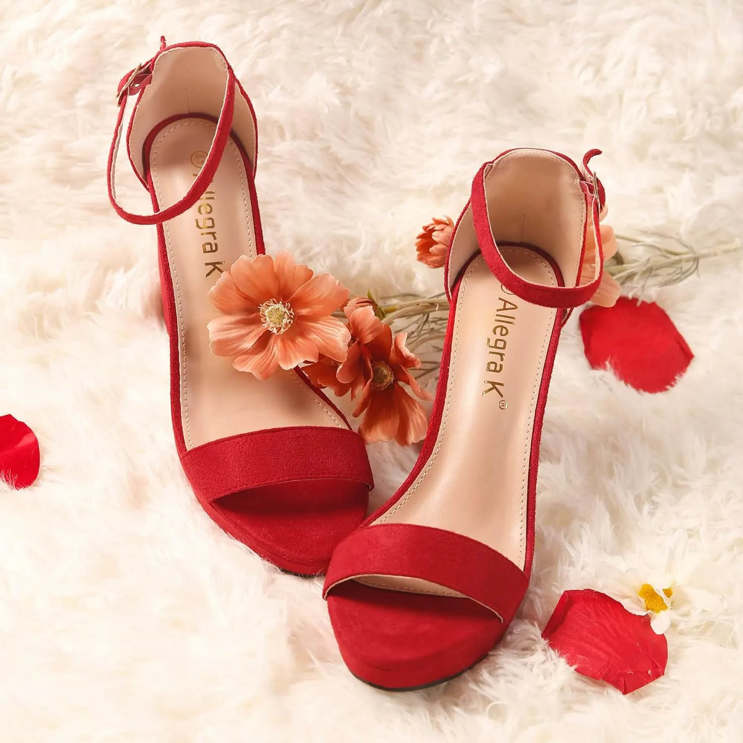 Allegra K Women's Ankle Strap Platform Chunky Heels Sandals