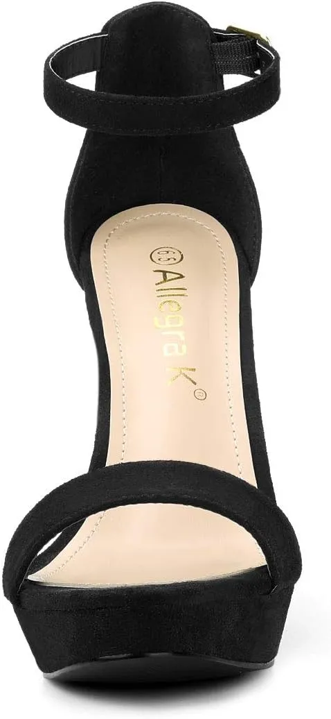Allegra K Women's Ankle Strap Platform Chunky Heels Sandals