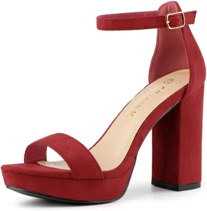 Allegra K Women's Ankle Strap Platform Chunky Heels Sandals