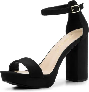 Allegra K Women's Ankle Strap Platform Chunky Heels Sandals