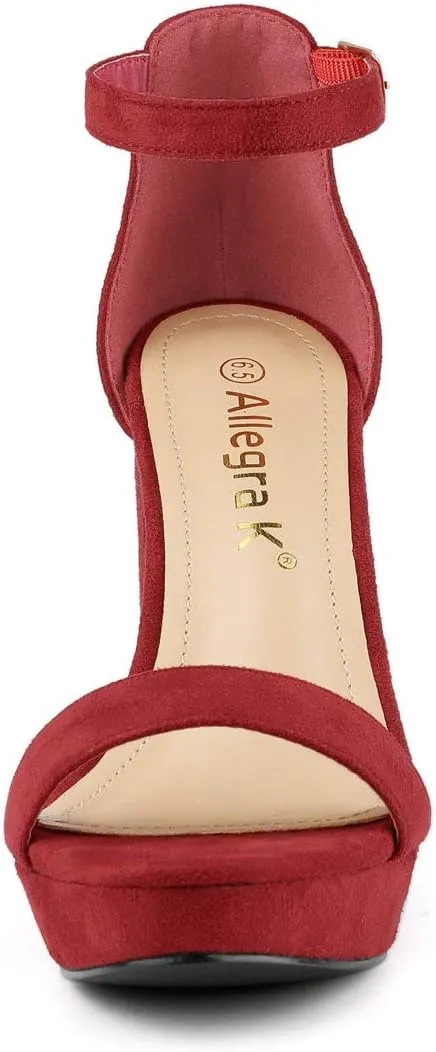 Allegra K Women's Ankle Strap Platform Chunky Heels Sandals