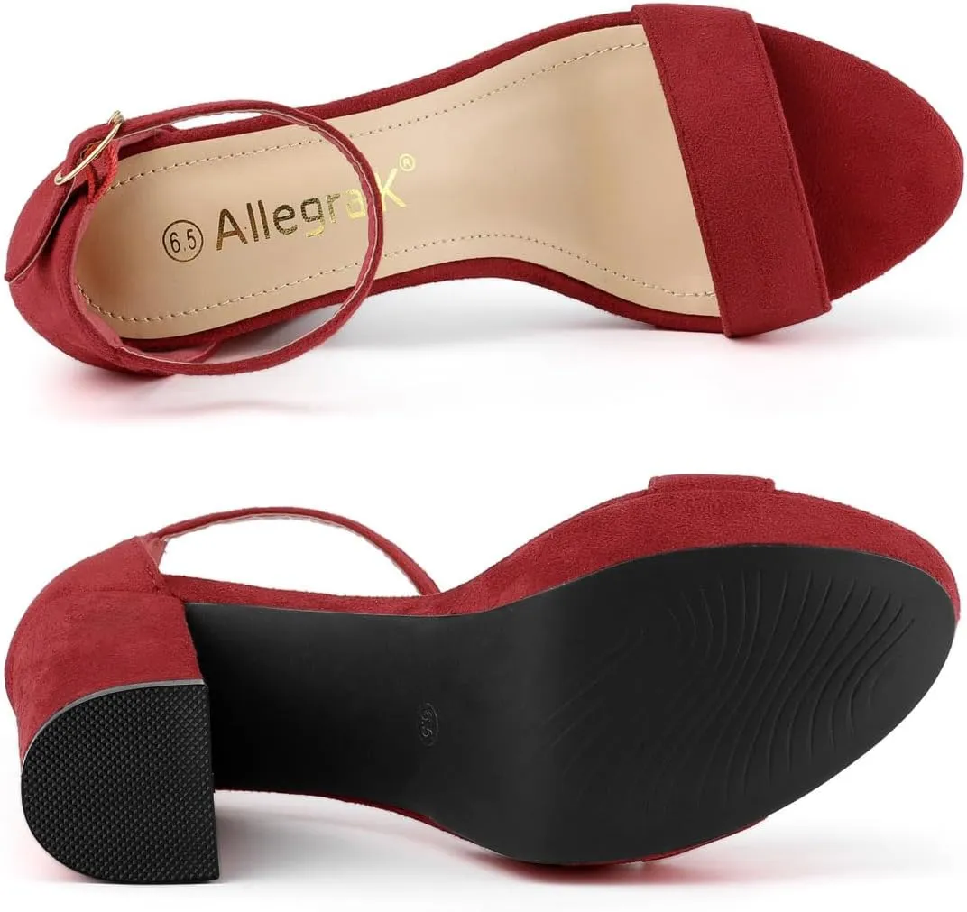 Allegra K Women's Ankle Strap Platform Chunky Heels Sandals