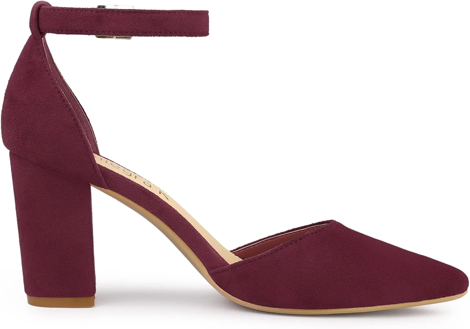 Allegra K Women's Ankle Strap Pointed Toe Block Heels Pumps