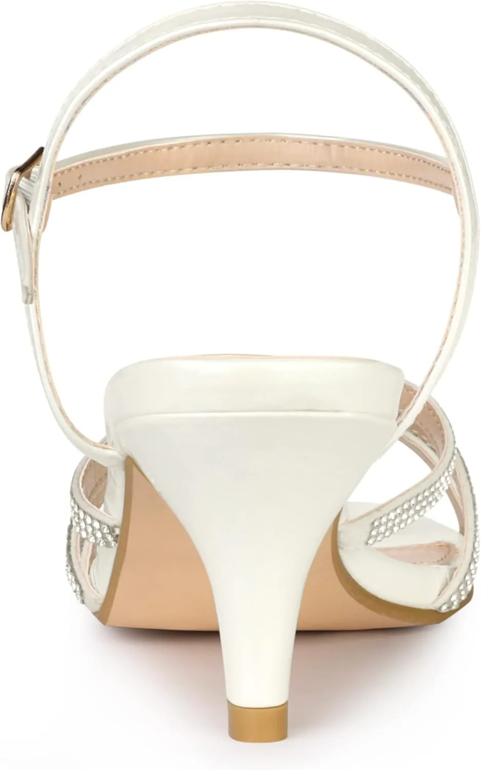 Allegra K Women's Ankle Strap Rhinestone Kitten Heel Sandals