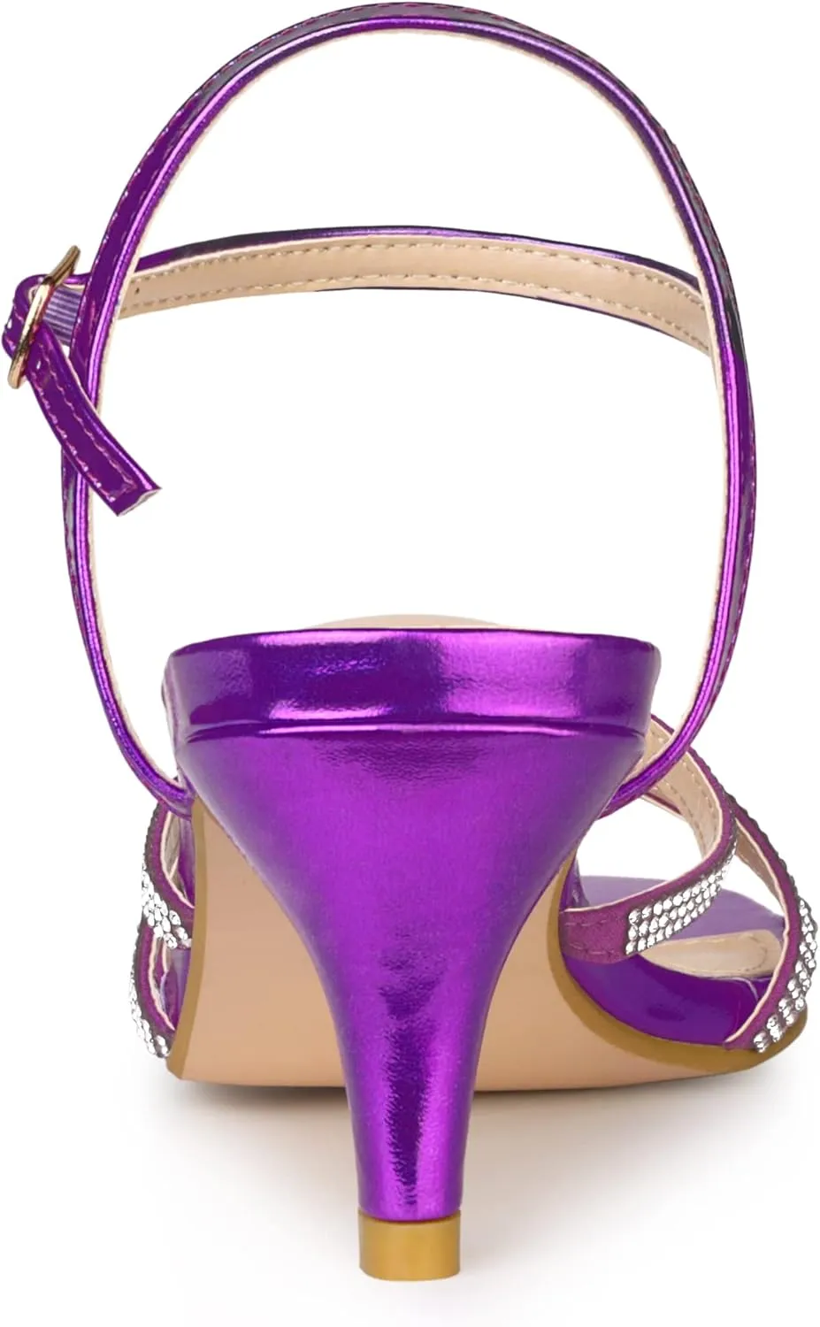 Allegra K Women's Ankle Strap Rhinestone Kitten Heel Sandals