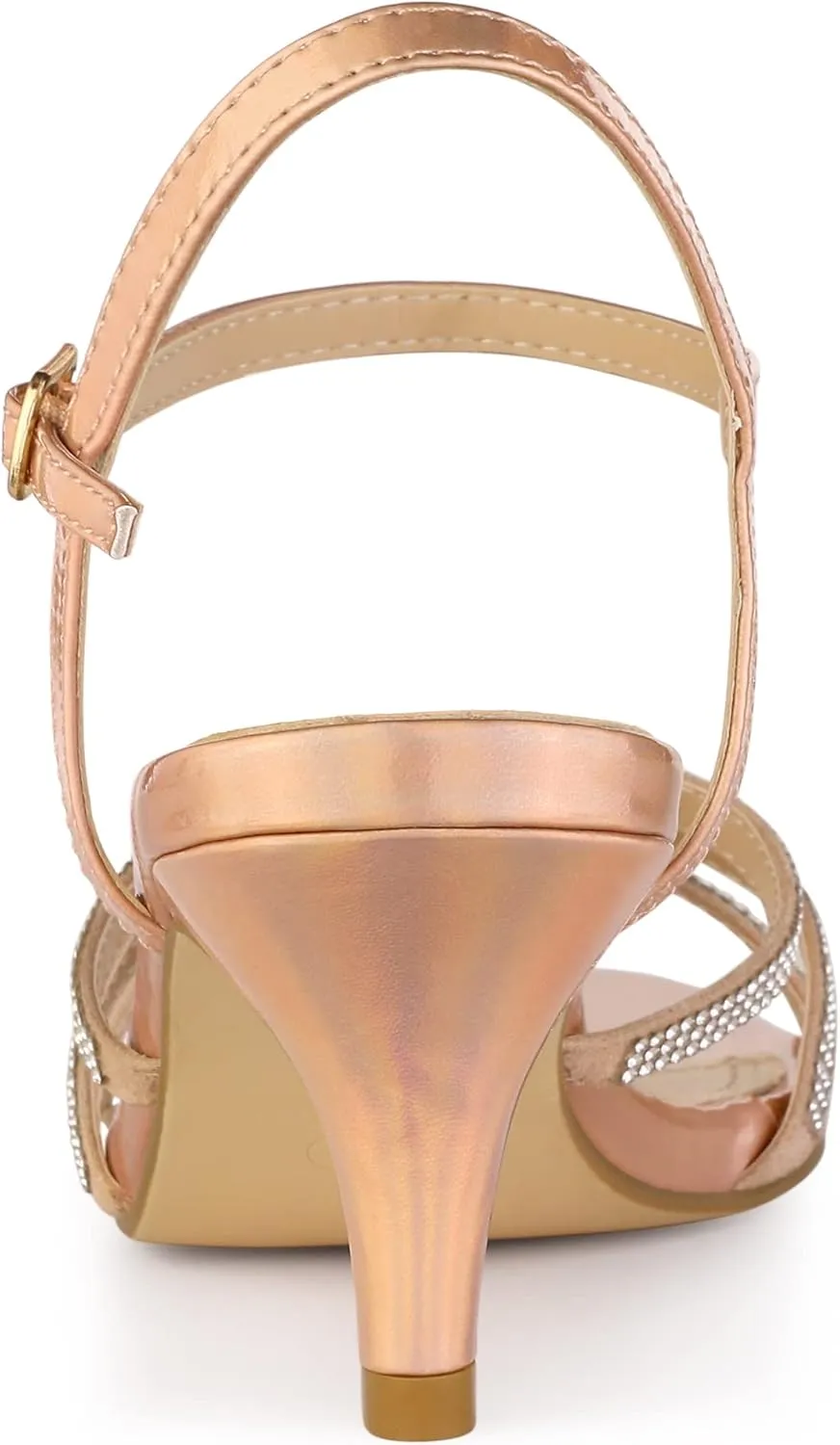 Allegra K Women's Ankle Strap Rhinestone Kitten Heel Sandals