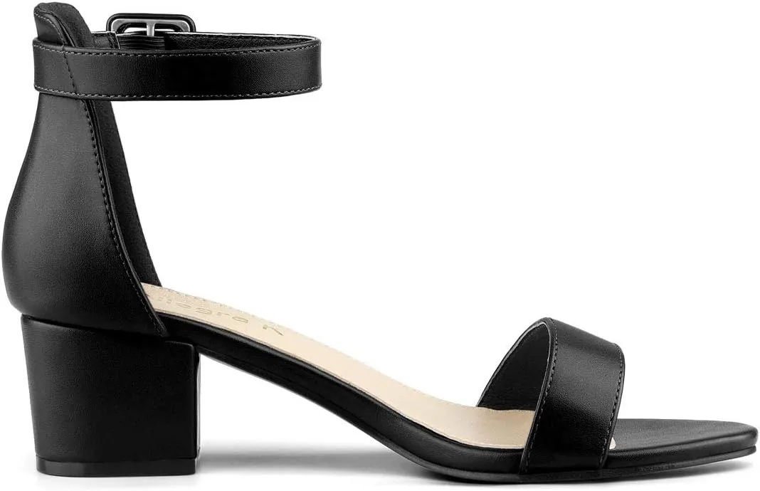 Allegra K Women's Block Low Heels Ankle Strap Sandals